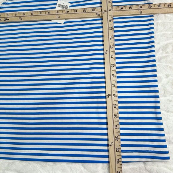 NWT Chicos Striped Tank Top Size 2 US Large Scuba Blue & White Shell Stretchy - Picture 5 of 7